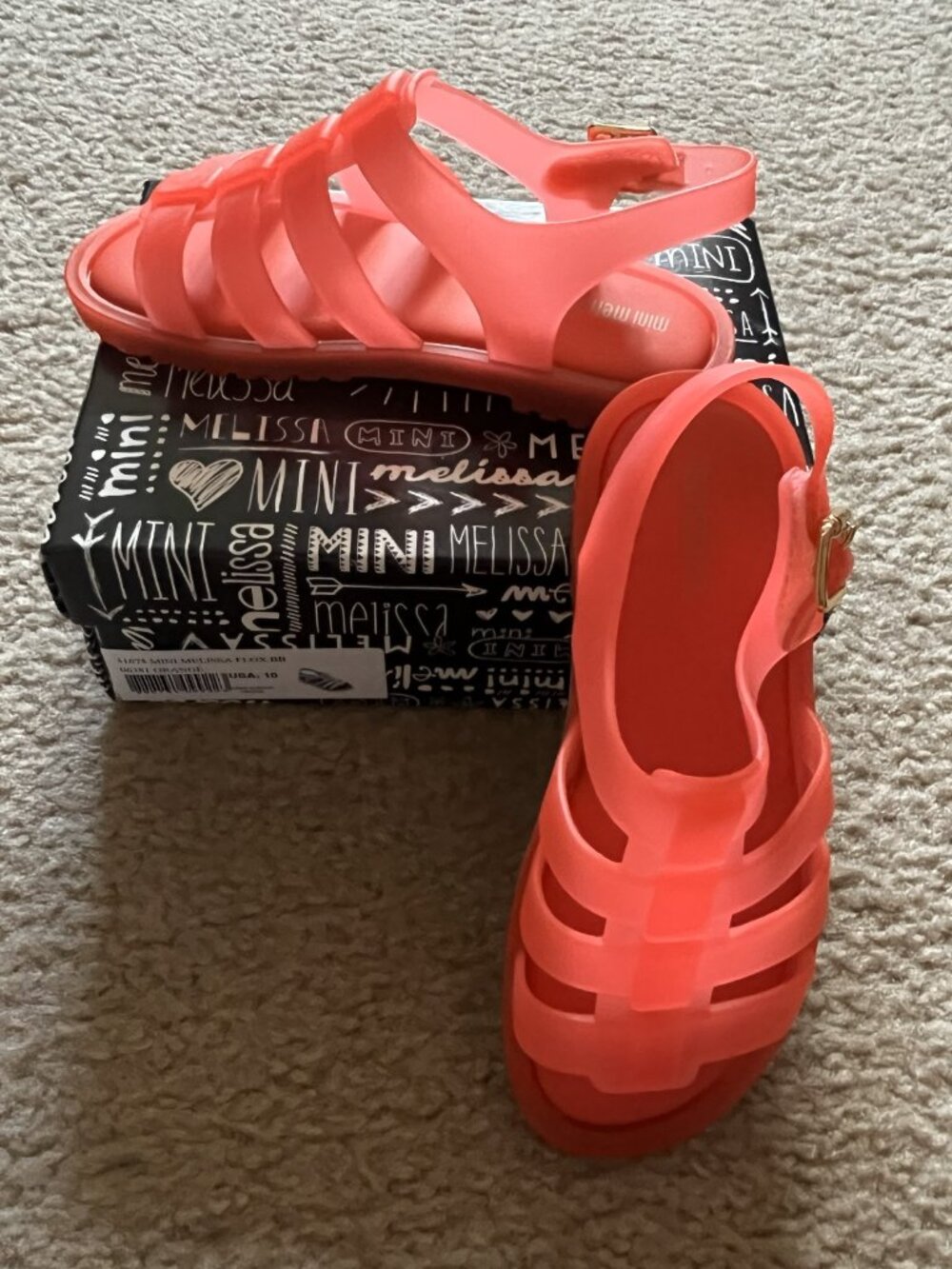 New Mini Melissa Orange Toddler Kids Scented Sandals Shoes 10 USA